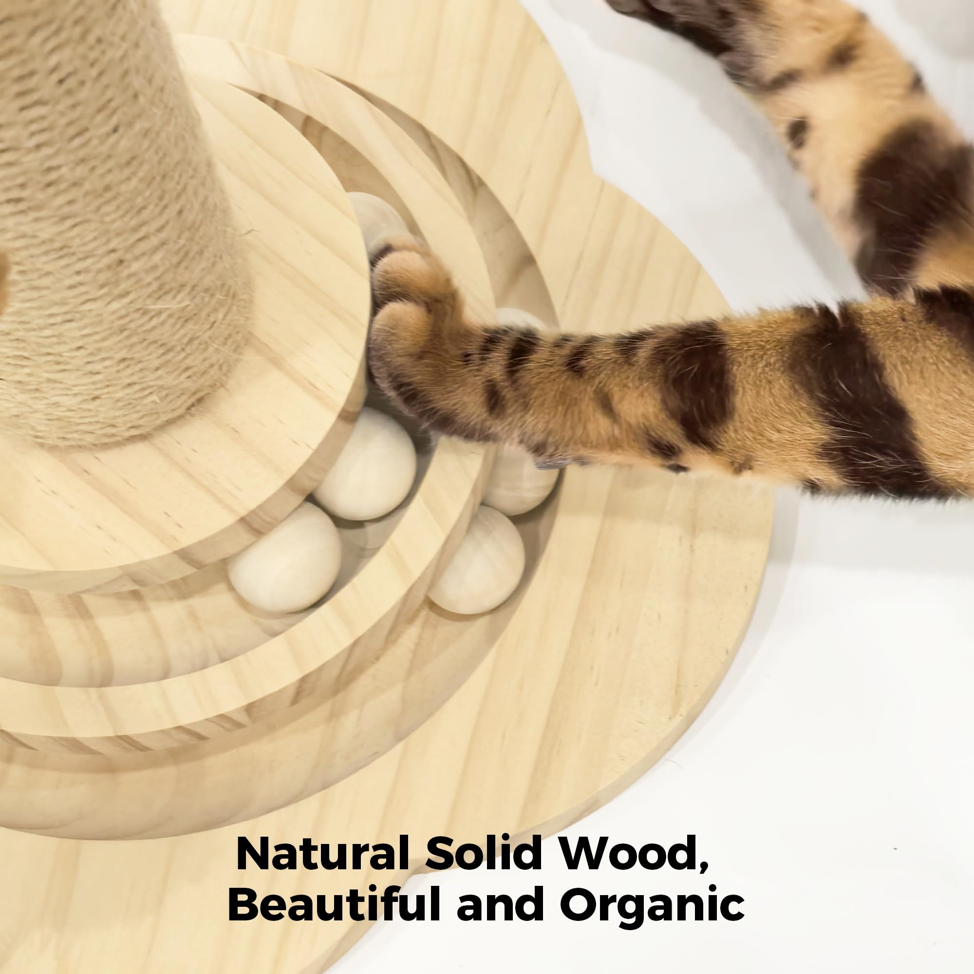 TinyBeast sisal ball tracks with three balls invites active chasing and habit formation.