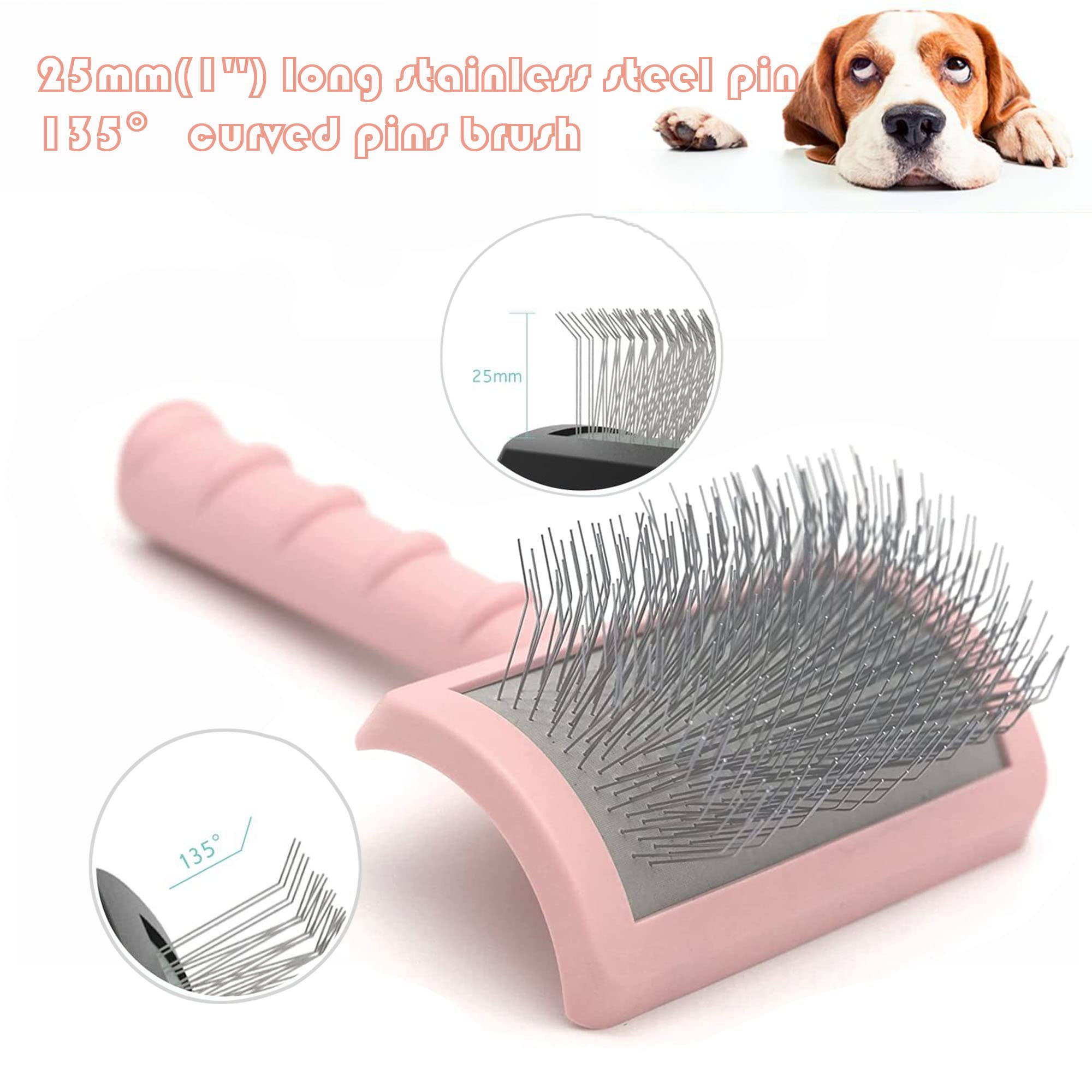 TinyPoint brush pins close-up show 25mm length for detangling thick coats