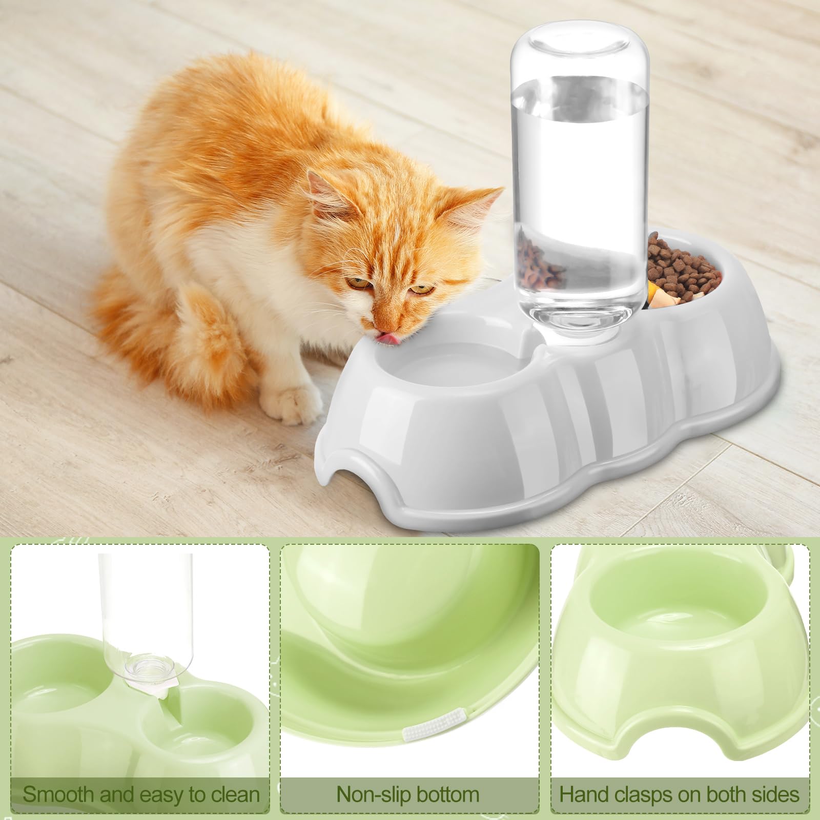Tioncy cat-double-bowl-tray with curved sides for easy feeding access