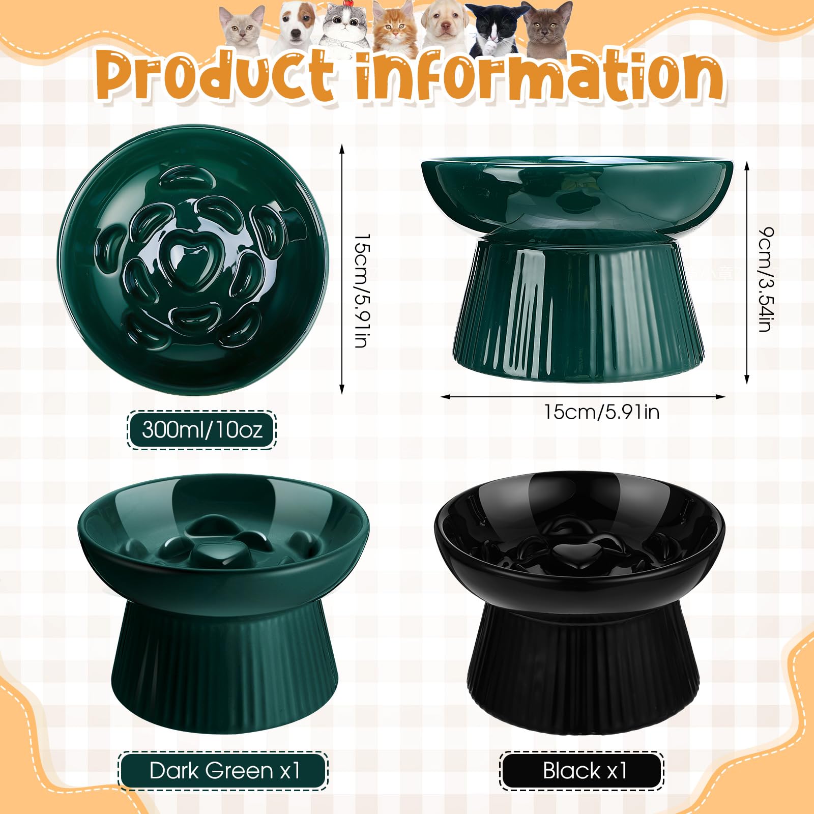 Tioncy ceramic elevated cat dish demonstrates a clean look and easy cleaning.