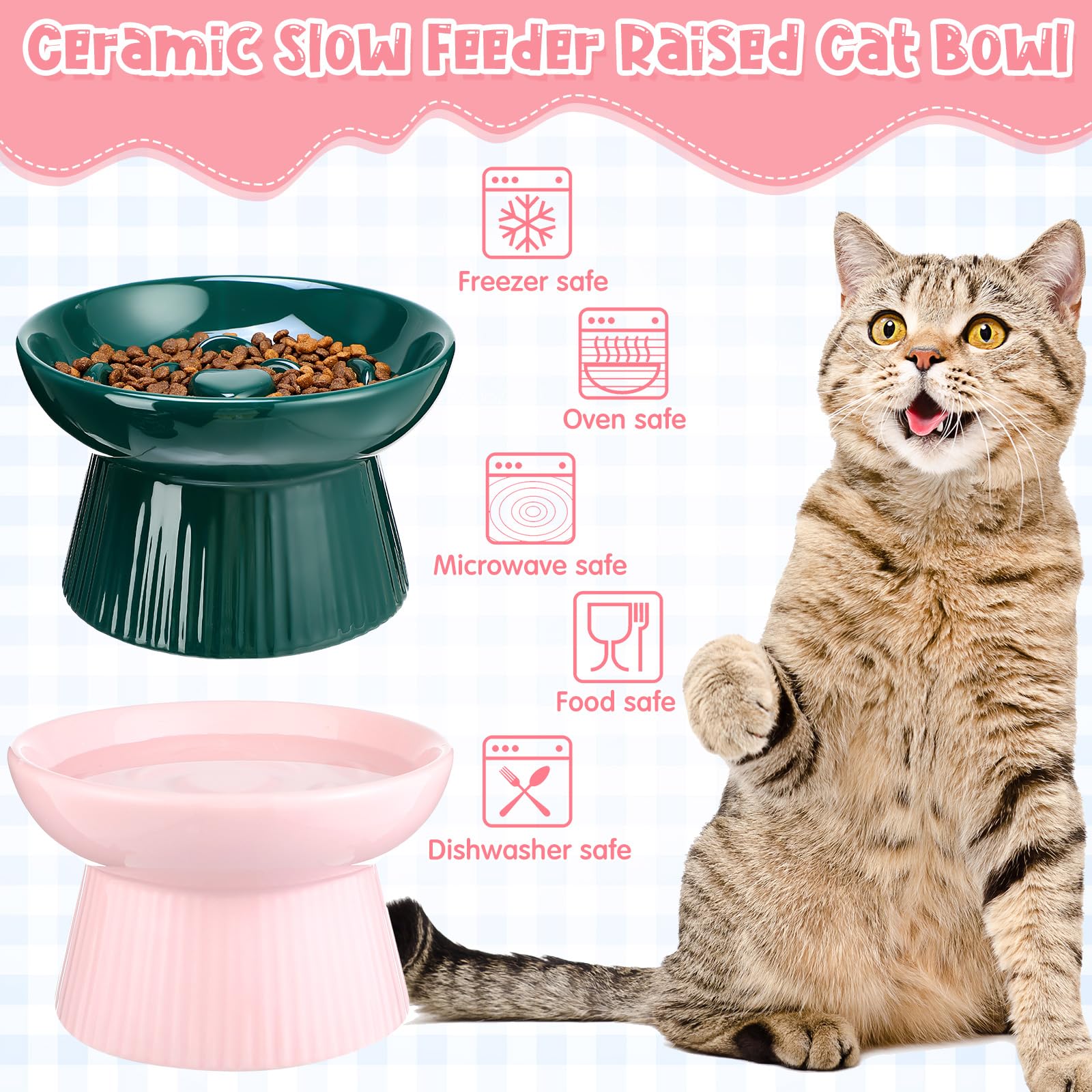 Tioncy no-spill high-edge bowls help contain food and water for a tidy feeding space.