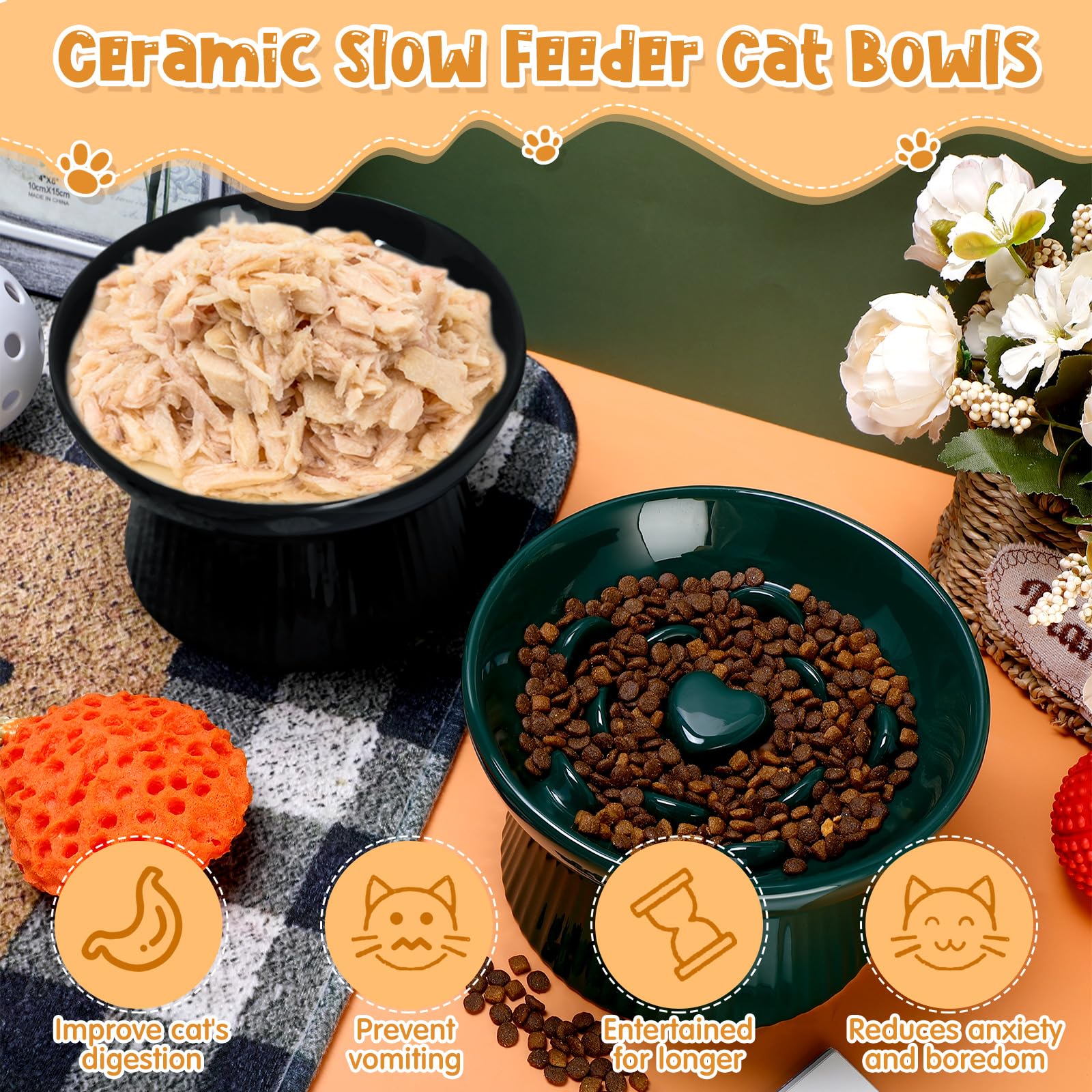 Tioncy slow-feeder bowl with ridges encourages gradual eating and comfortable mouth feel.