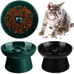 Tioncy two-piece raised slow feeder bowls in dark green help reduce eating speed and spills.