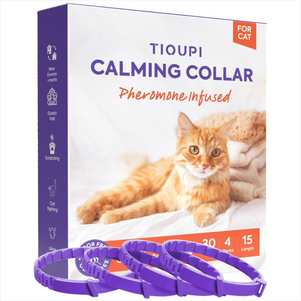 TIOUPI 4-pack calming collars—front view showing multi-pack for stress relief at home.