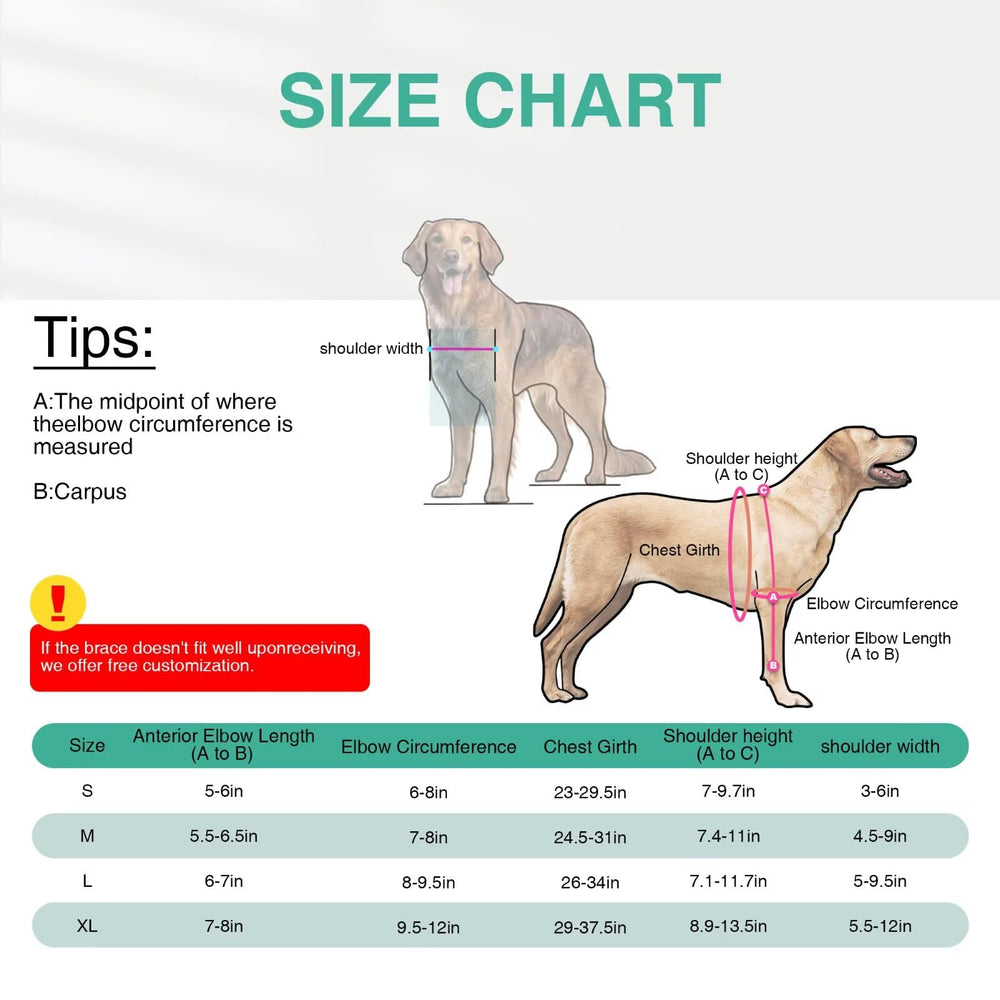 TIPOOP dog elbow protector quick-fit-velcro offers six-size compatibility.