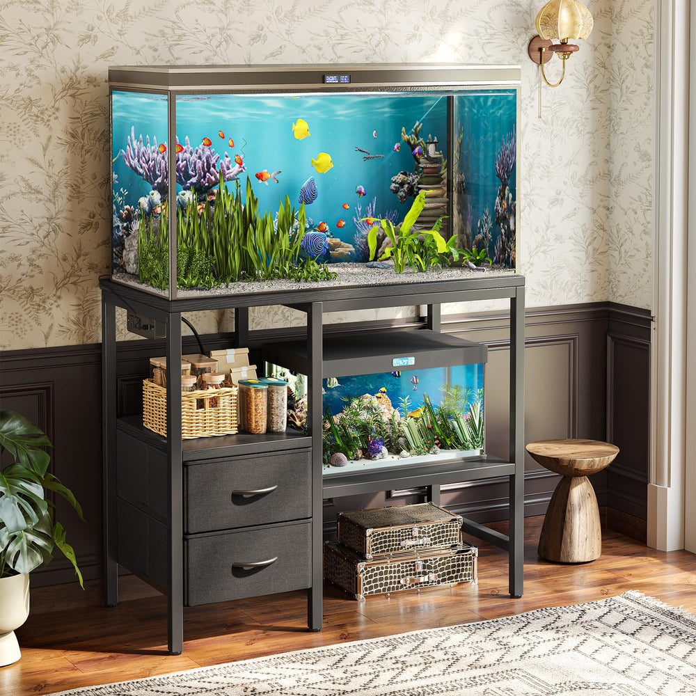 TIQLAB stand sturdy metal frame keeps tanks level and secure.