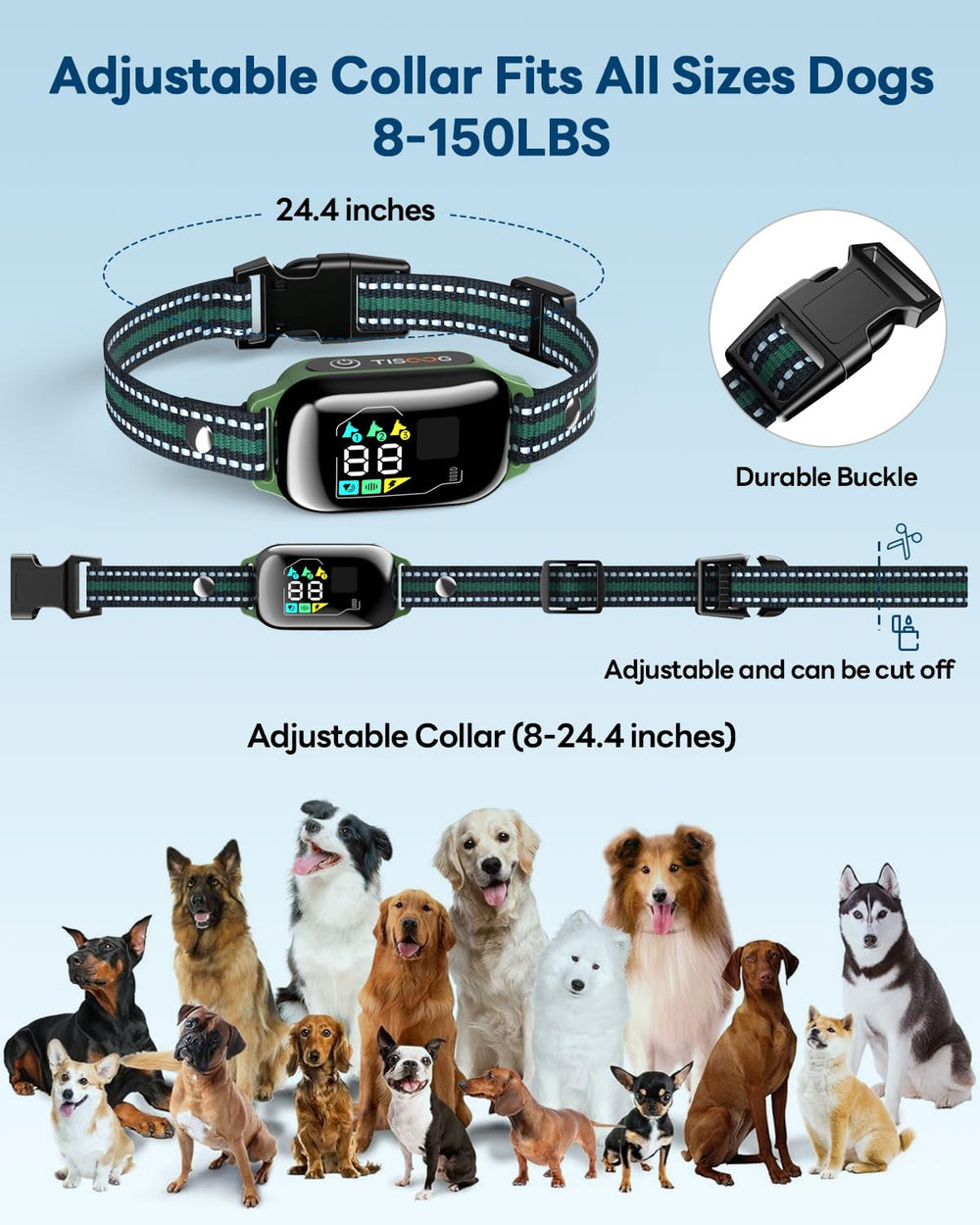 TISOOG supports 3 dogs with one remote, simplifying multi-dog training
