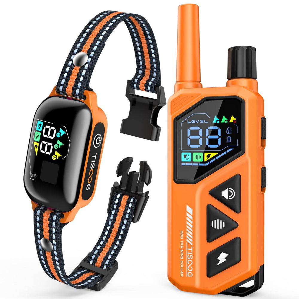 TISOOG dog shock collar front view showing adjustable strap for comfortable daily training.