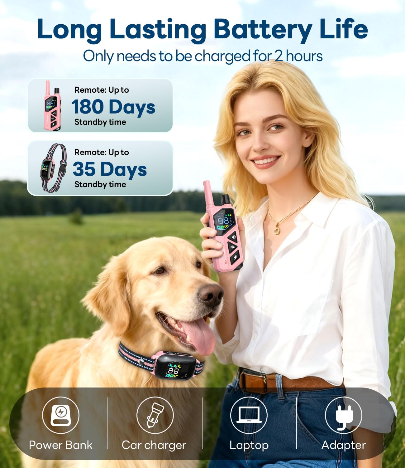 TISOOG dog shock collar pink adjustable-band fits 8–26 inches for versatile sizing.