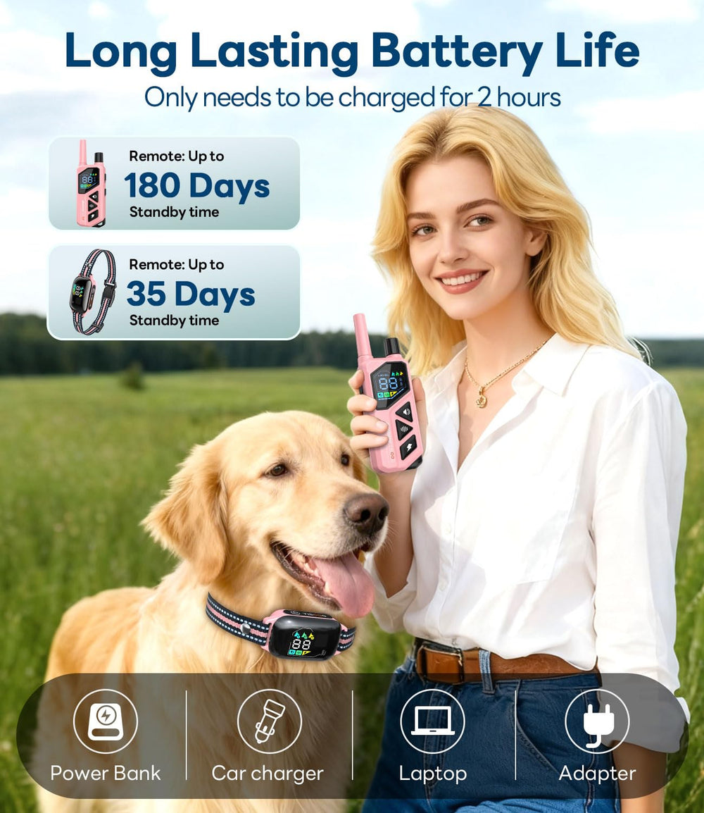 TISOOG dog shock collar pink adjustable-band fits 8–26 inches for versatile sizing.