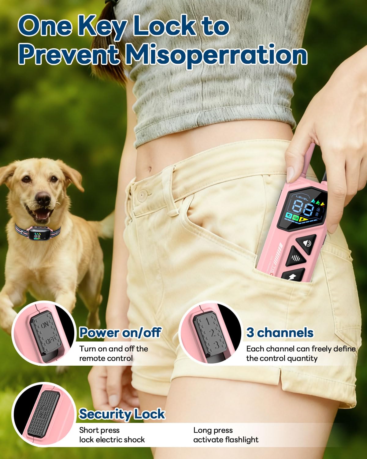 TISOOG dog shock collar pink battery life supports long training sessions between charges.