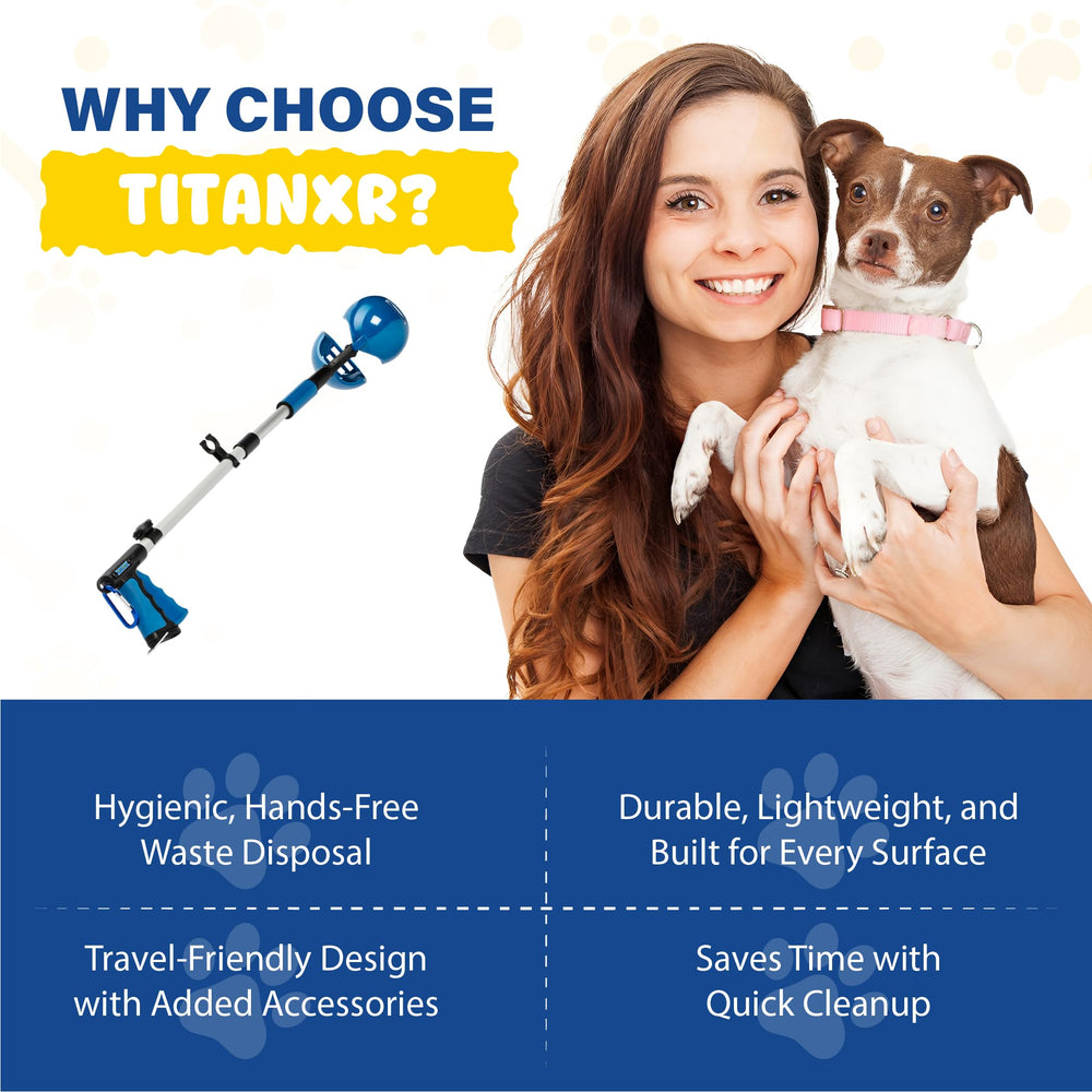 TITAN XR free poop bag roll included for instant use.