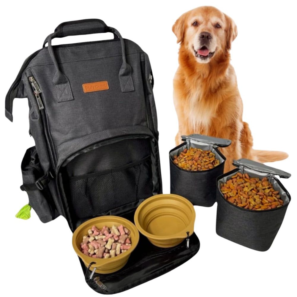 Tito's Closet dog travel bag black open compartments for organized packing on trips