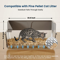 TIUUBT stainless steel sifting litter box high side highlights leak-proof construction