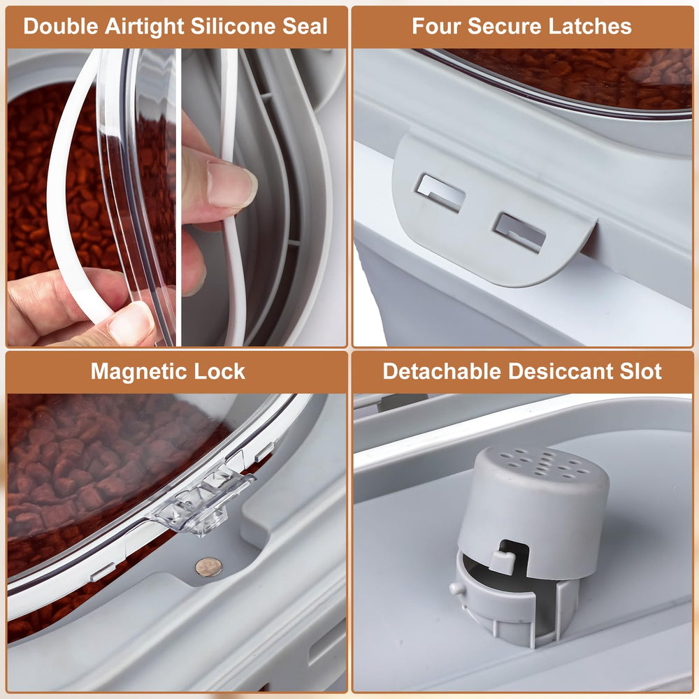 TIOVERY dog-food-container desiccant-slot interior supports moisture control for longer shelf life.