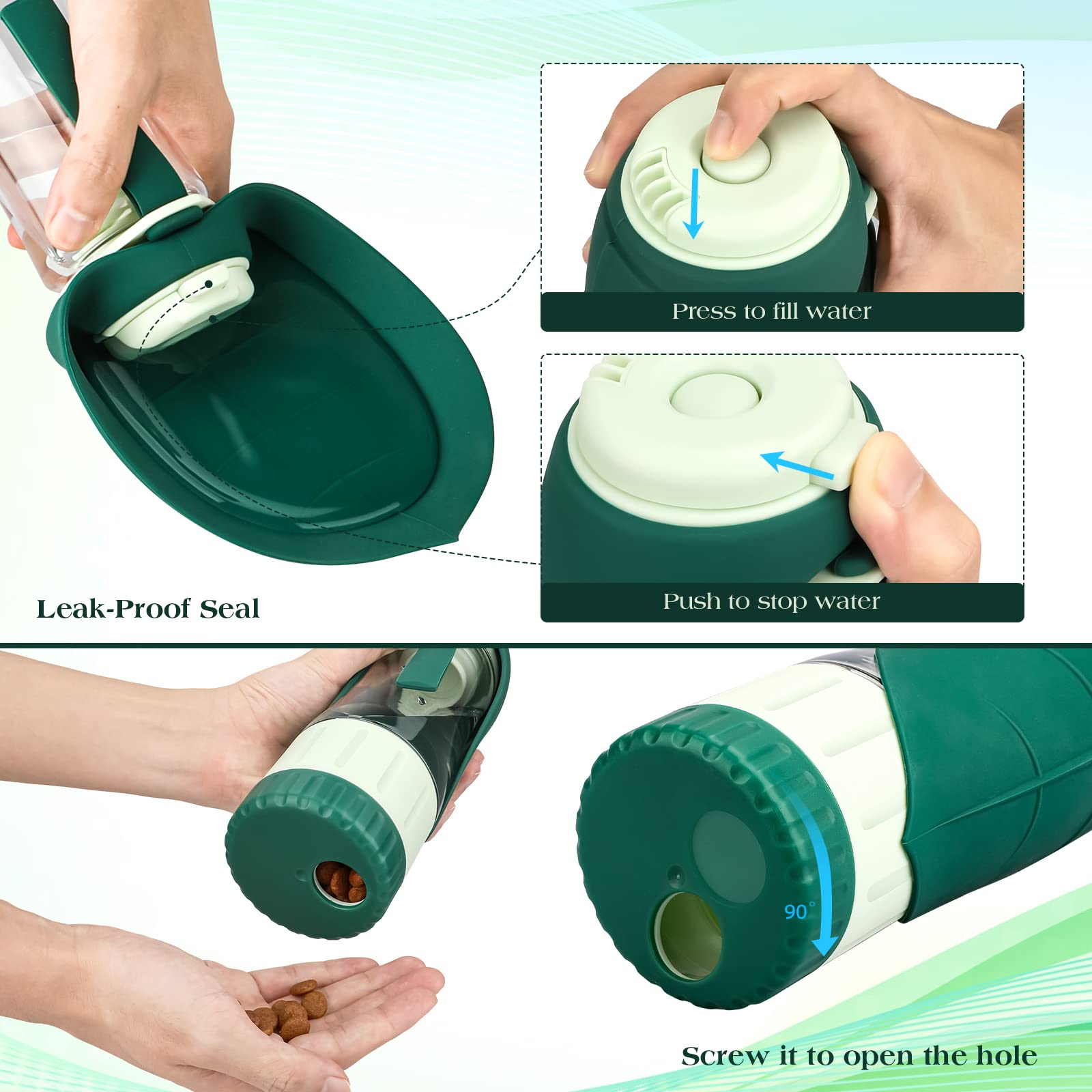 tivery upgraded dog water bottle press-button use enables quick refills