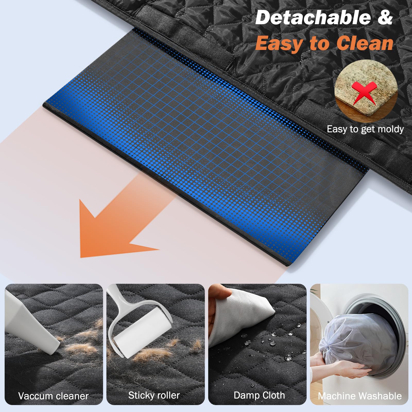 Tivray Back Seat Extender easy-cleaning shows quick wipe-down after muddy adventures