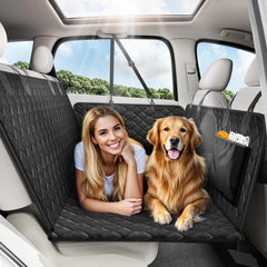 Tivray Back Seat Extender full-coverage shows extended space for dogs on trips, improving comfort