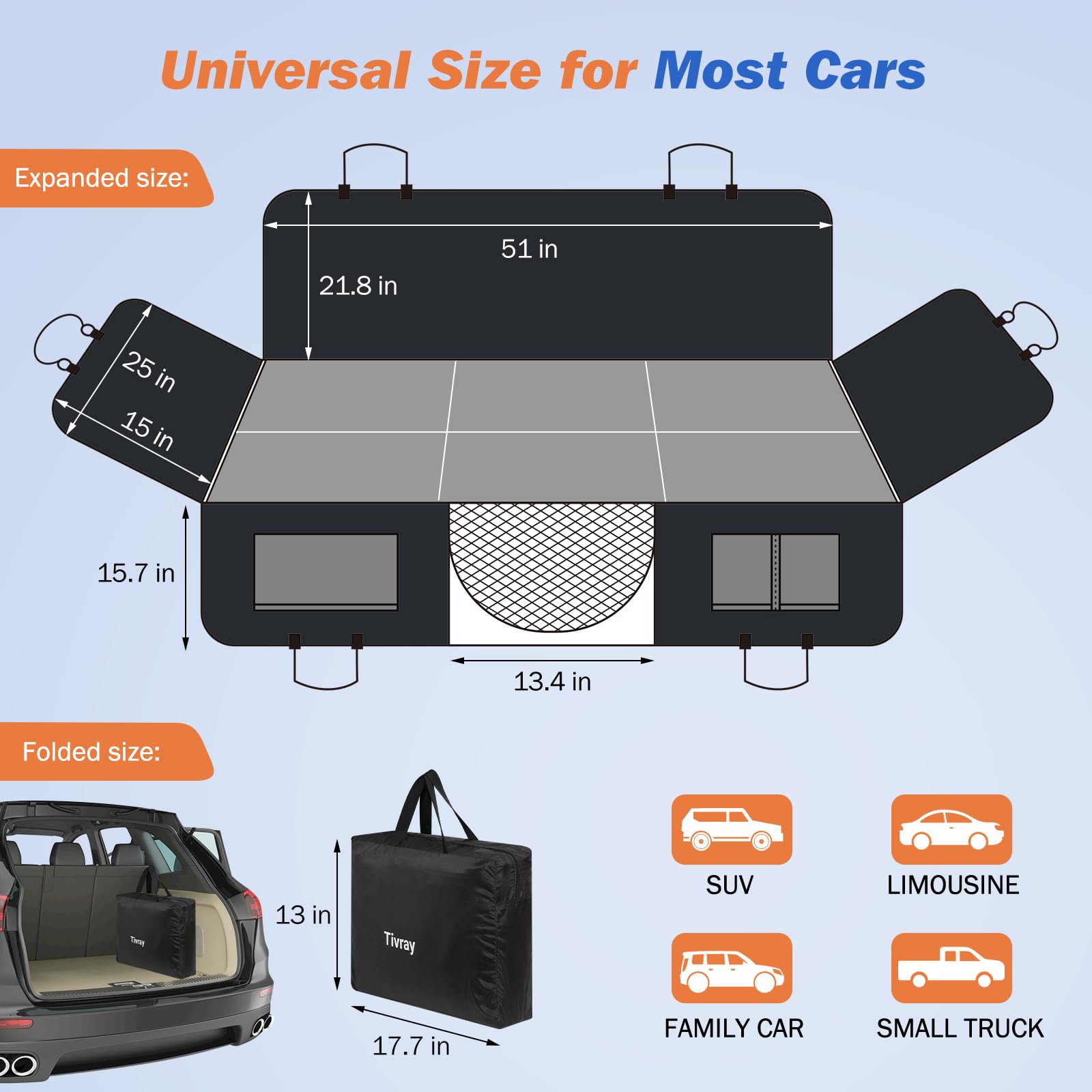 Tivray Back Seat Extender waterproof-fabric close-up shows durable surface