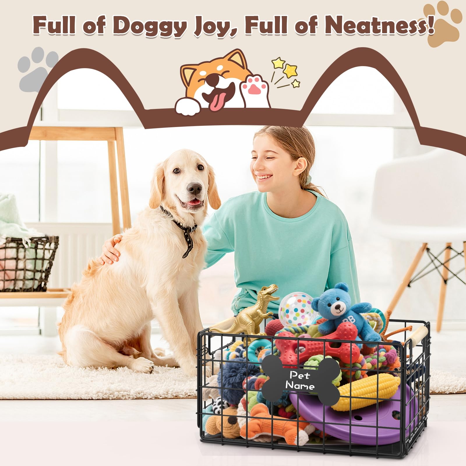 Tivray dog toy basket bone-pattern design adds cute charm