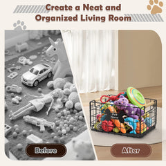 Tivray dog toy basket handles demonstrates easy transport between rooms