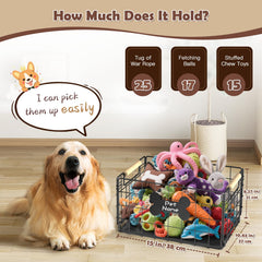Tivray dog toy basket side folded demonstrates space-saving foldable design
