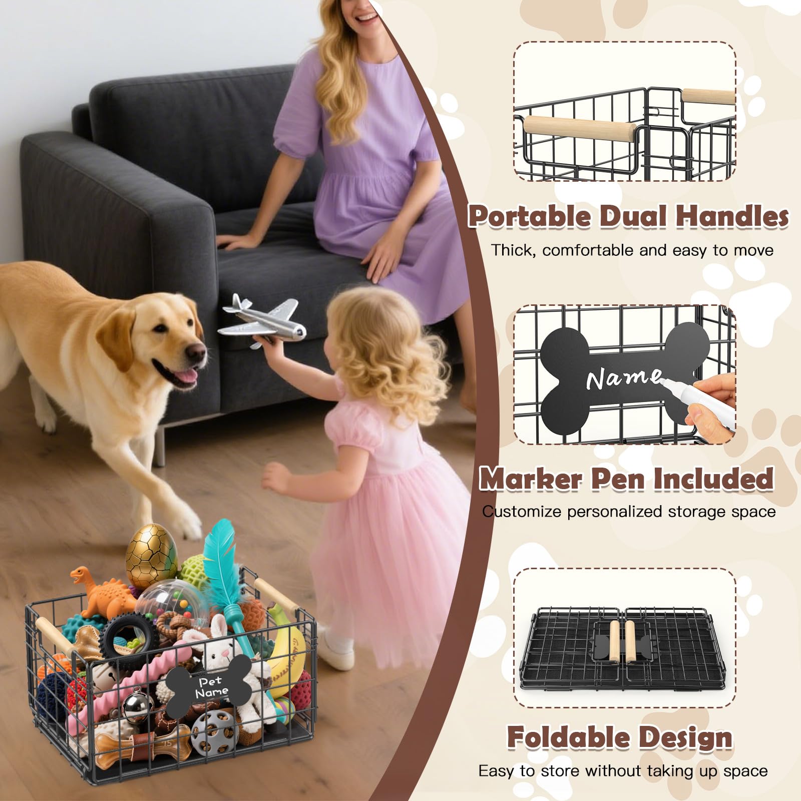 Tivray dog toy basket with marker pen shows personalized customization for pets