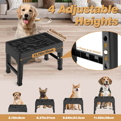 Tivray four-height configuration demonstrates adjustable heights for growing dogs and comfortable posture