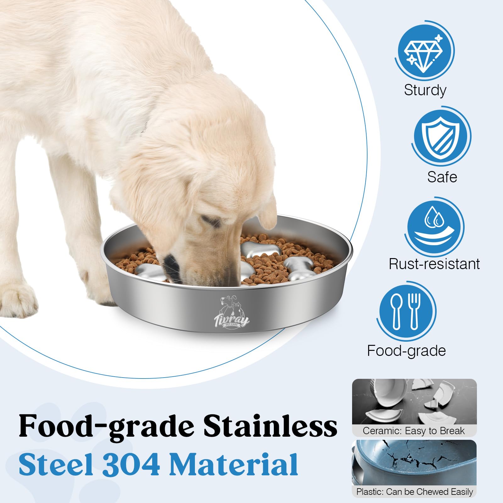 Tivray front-side slow-feed bowl design encourages mindful eating.