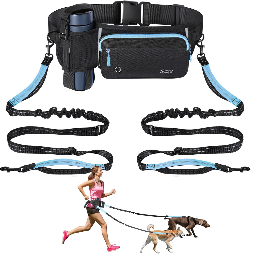 Tivray Hands Free Leash dual dogs belt setup enables hands-free walking.
