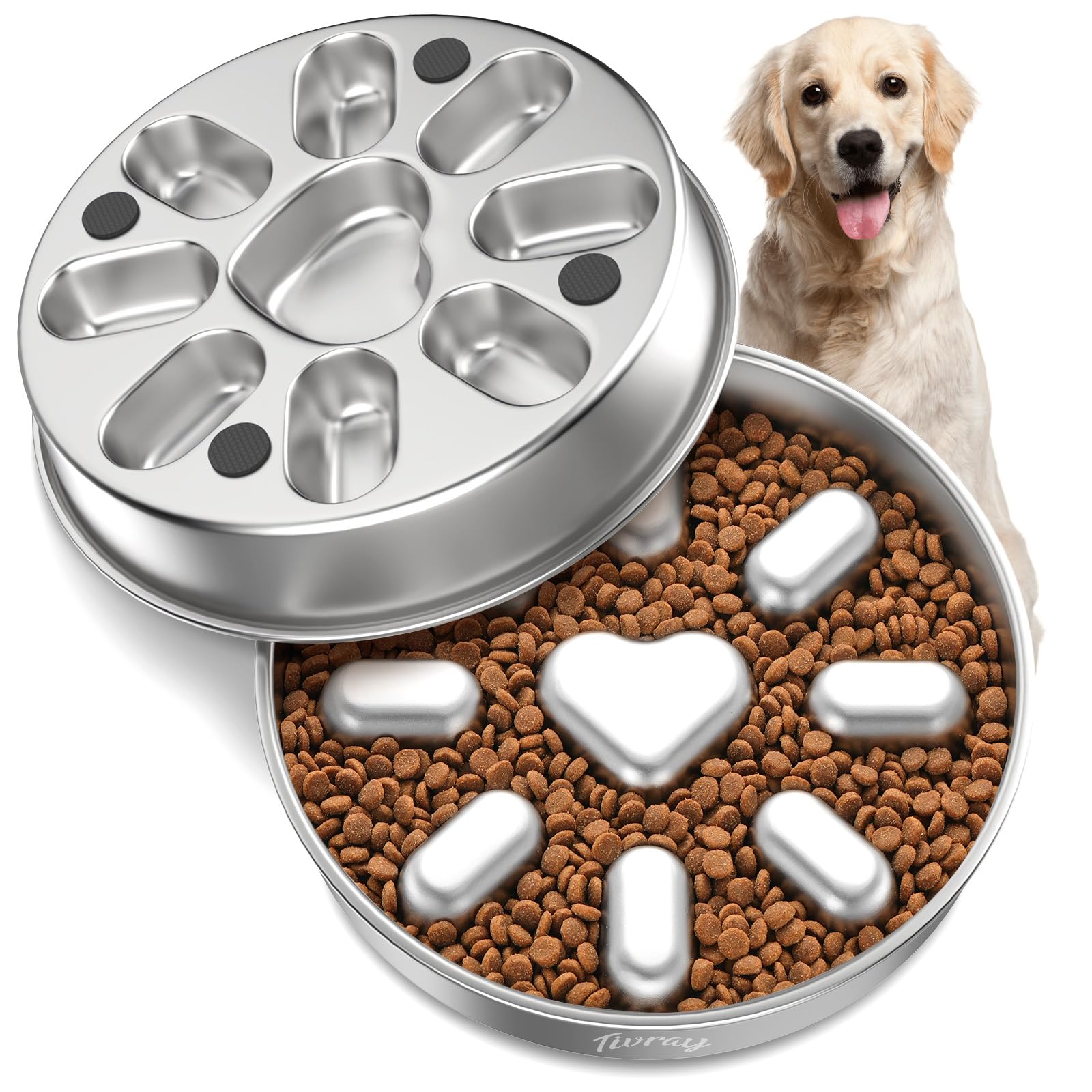 Tivray plato de alimentación lenta para perros medianos, ritmo de ingesta pausado.