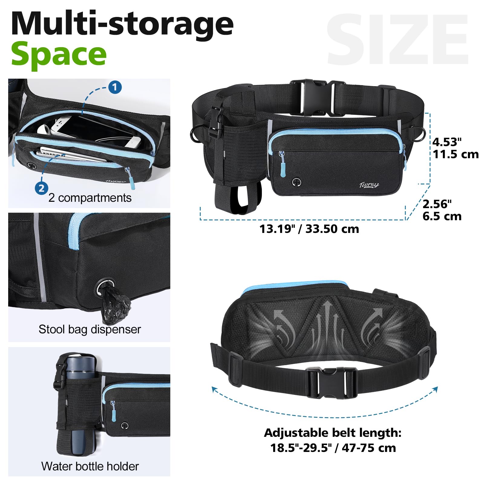 Tivray reflective strip increases night visibility for safer dusk or dawn walks.