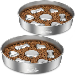 Tivray slow-feeder dog bowl heart pattern slows meals for calmer digestion.