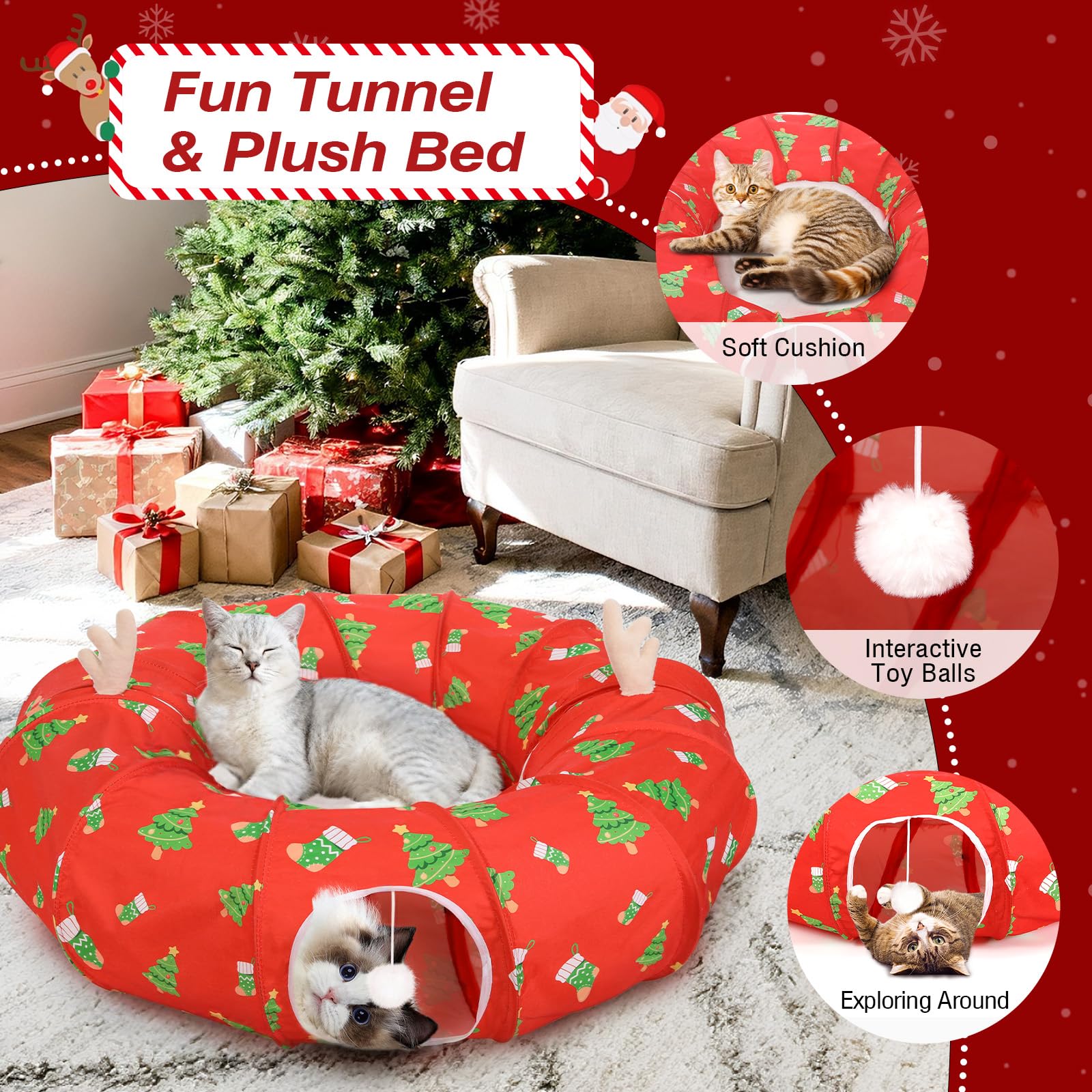 Tivray tunel-gato interior espacioso para exploración y siesta