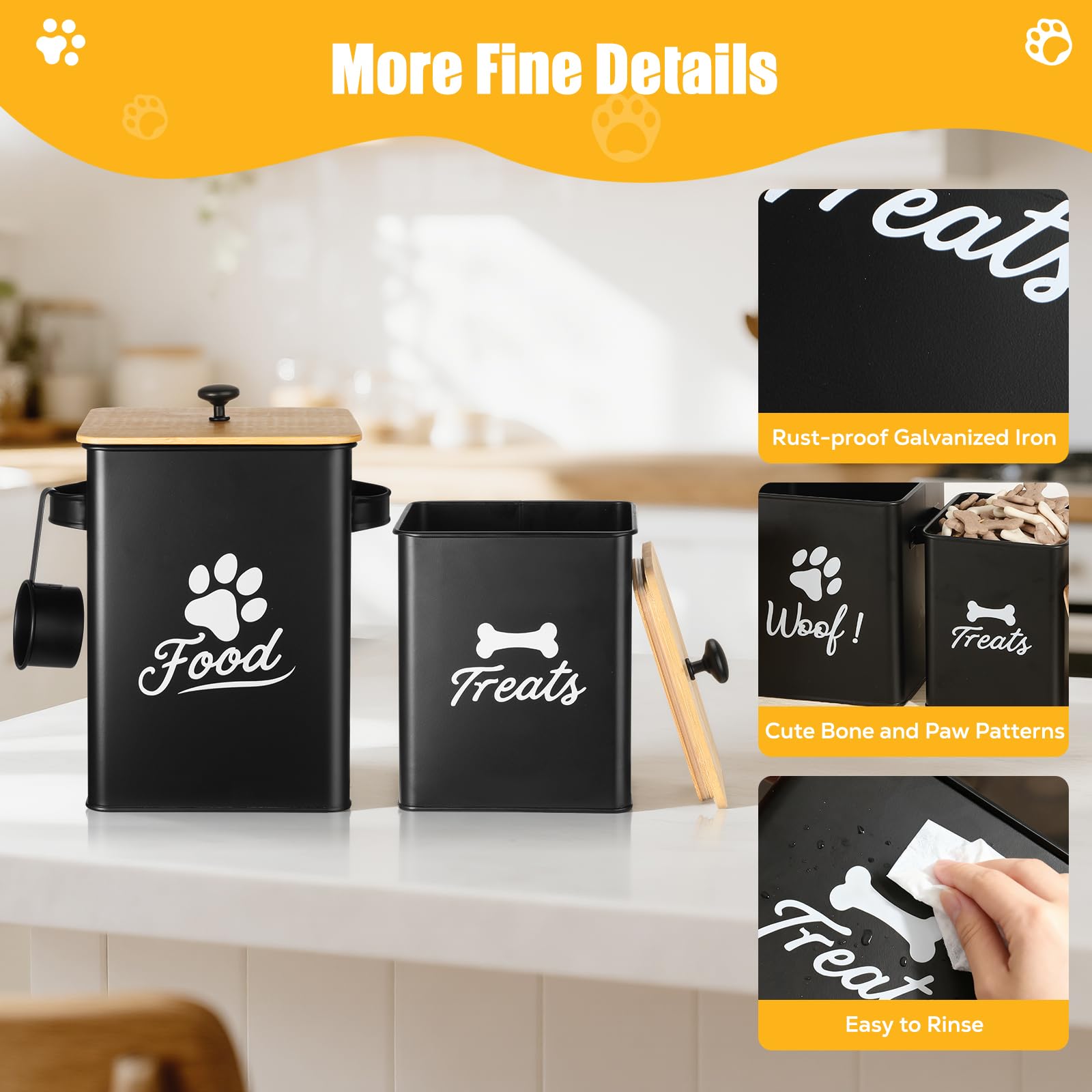 Tivray wide-opening canister makes scooping dog food quick and mess-free.