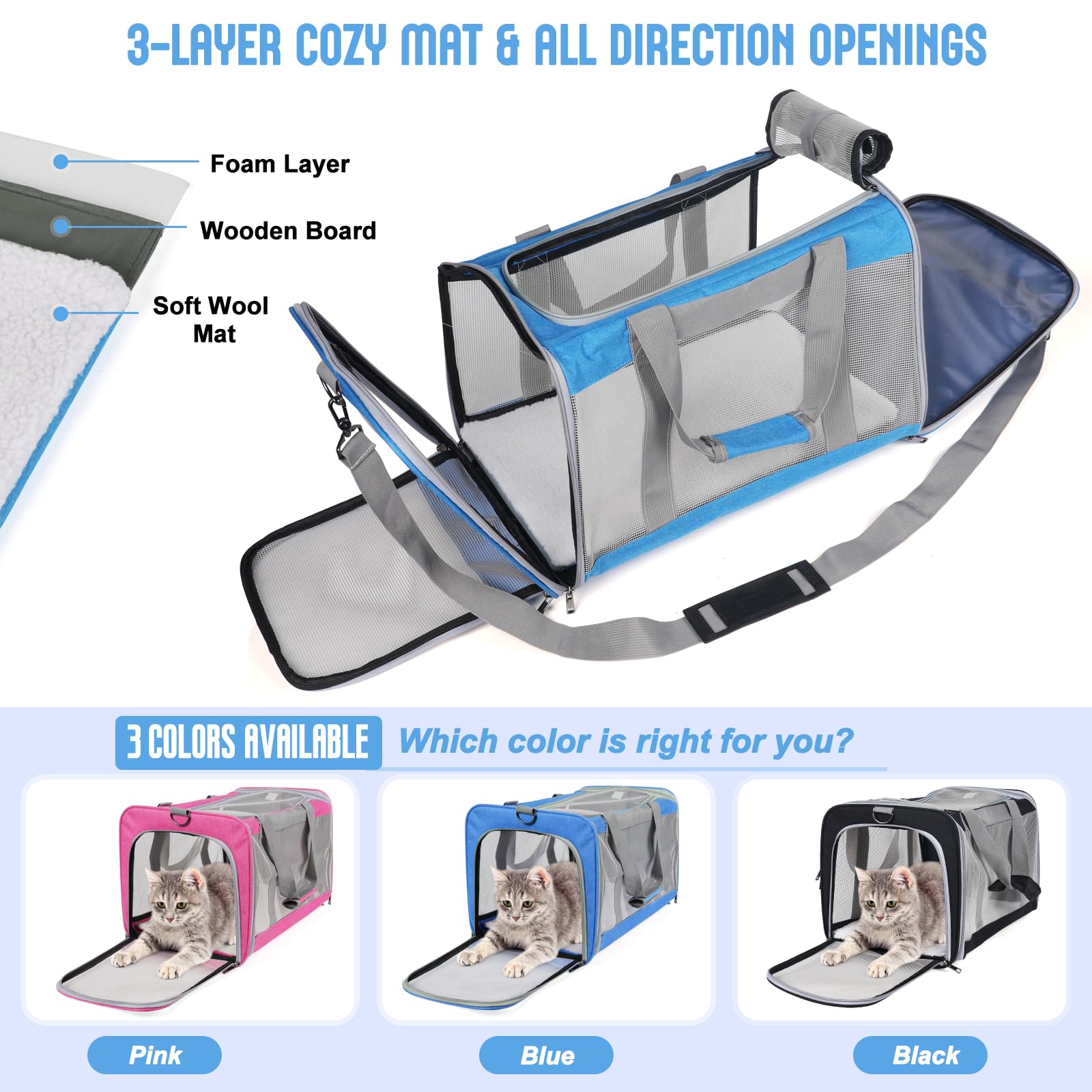 TIYOLAT carrier with dual entrances eases pet entry
