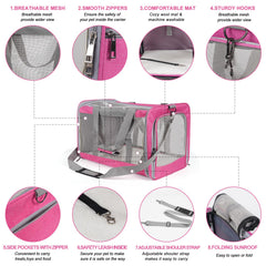 TIYOLAT pink cat carrier dual entrances for convenient pet access