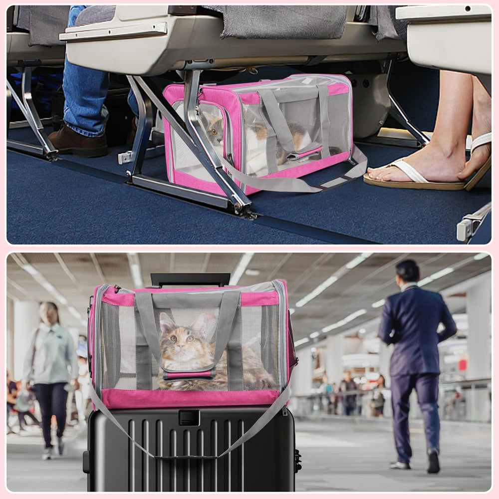 TIYOLAT pink cat carrier foldable design saves storage space