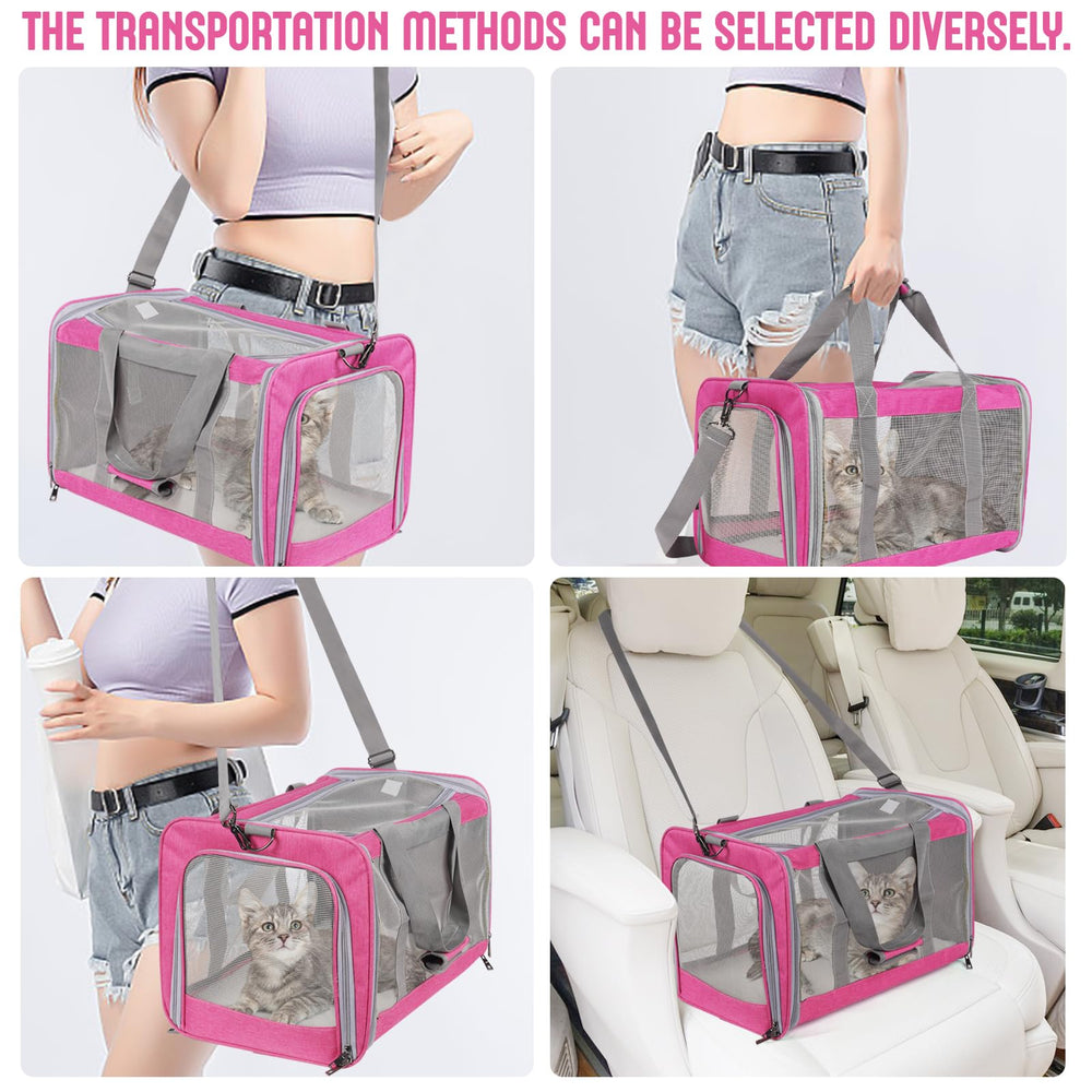 TIYOLAT pink cat carrier plush cushion enhances pet comfort