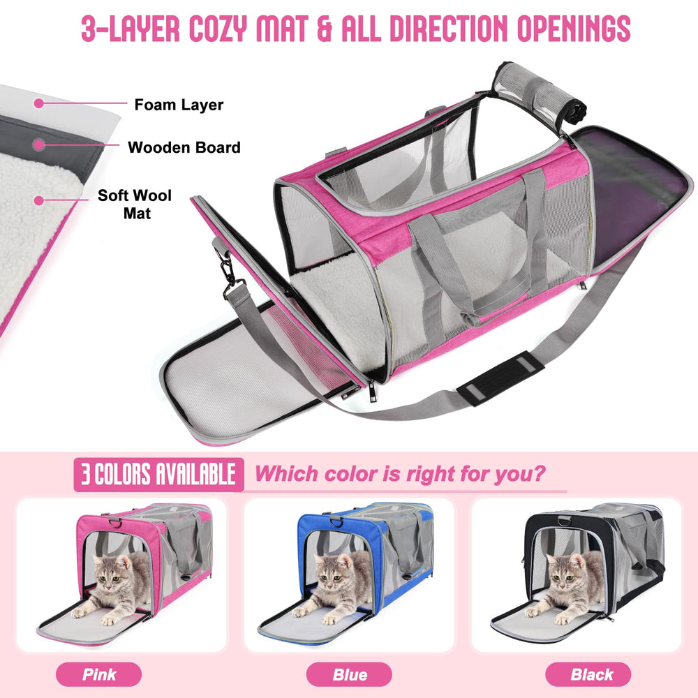 TIYOLAT pink cat carrier with shoulder strap for comfortable travel