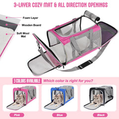 TIYOLAT pink cat carrier with shoulder strap for comfortable travel