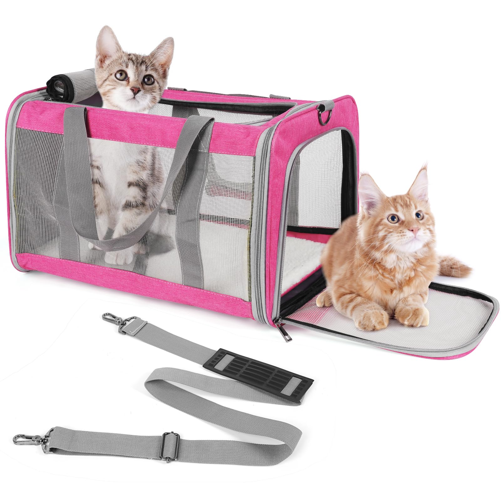 TIYOLAT pink cat carrier side view for easy everyday transport