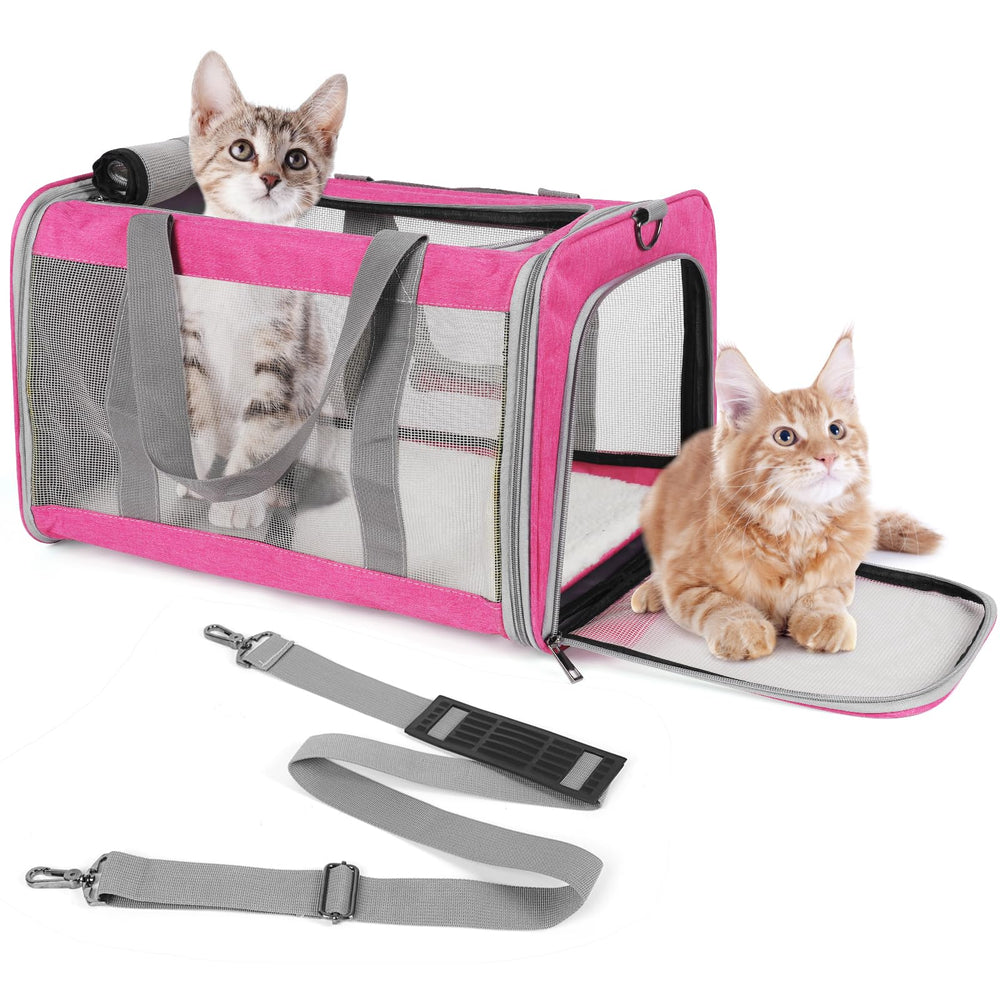 TIYOLAT pink cat carrier side view for easy everyday transport