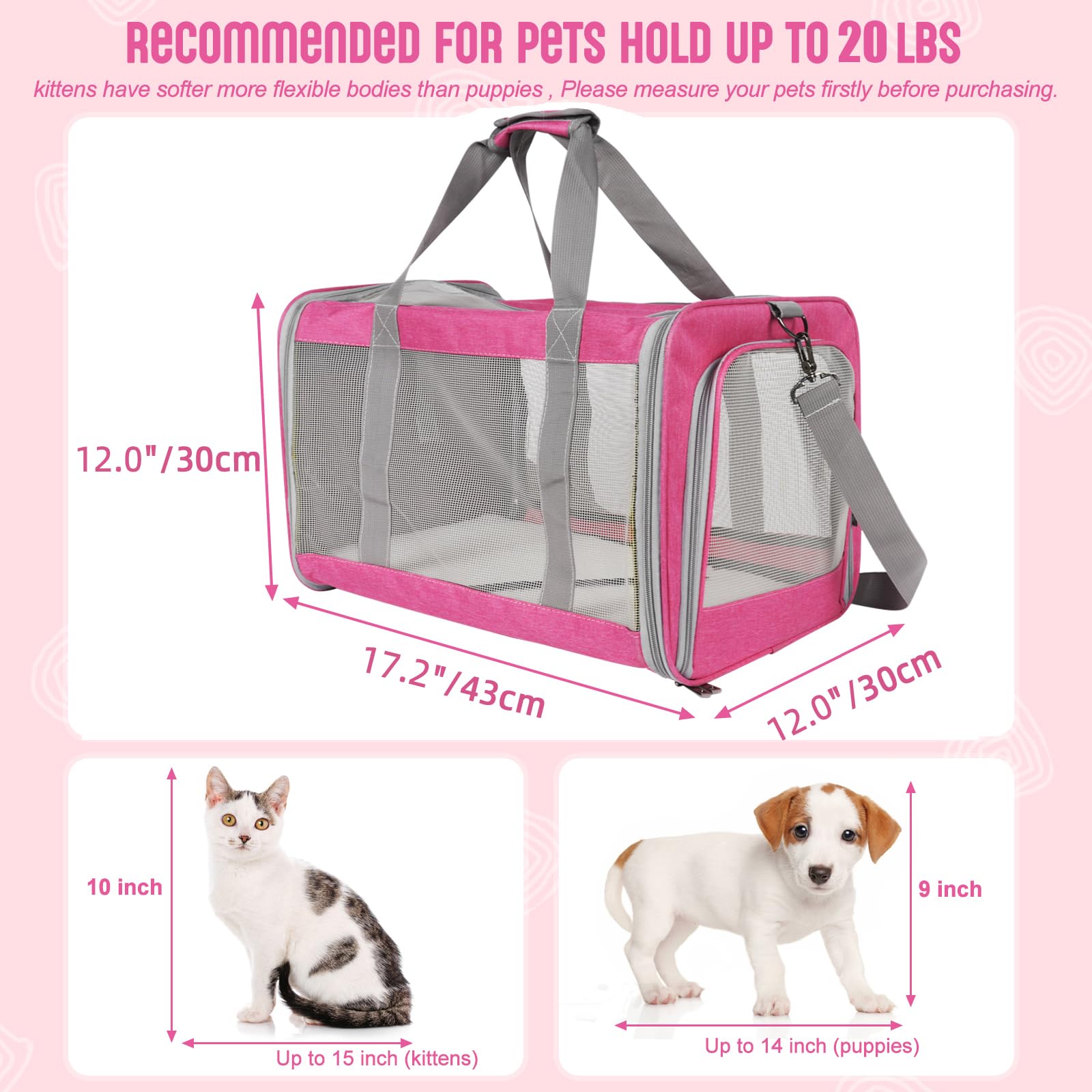 TIYOLAT pink cat carrier top ventilation highlights breathable design for pets