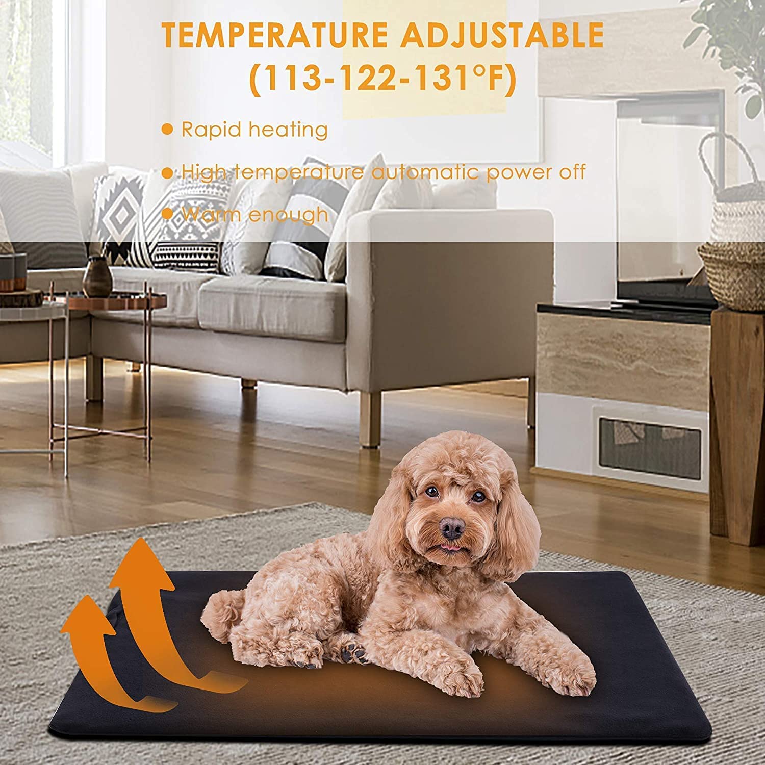 TJOY pet heating pad automatic shut-off prevents overheating during use.
