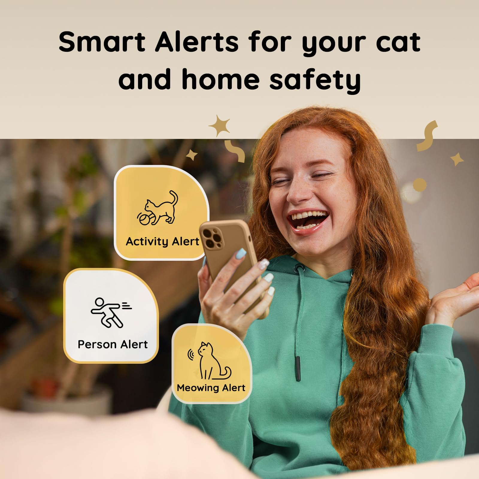 TKENPRO 2K pet camera two-way talk enables remote soothing.