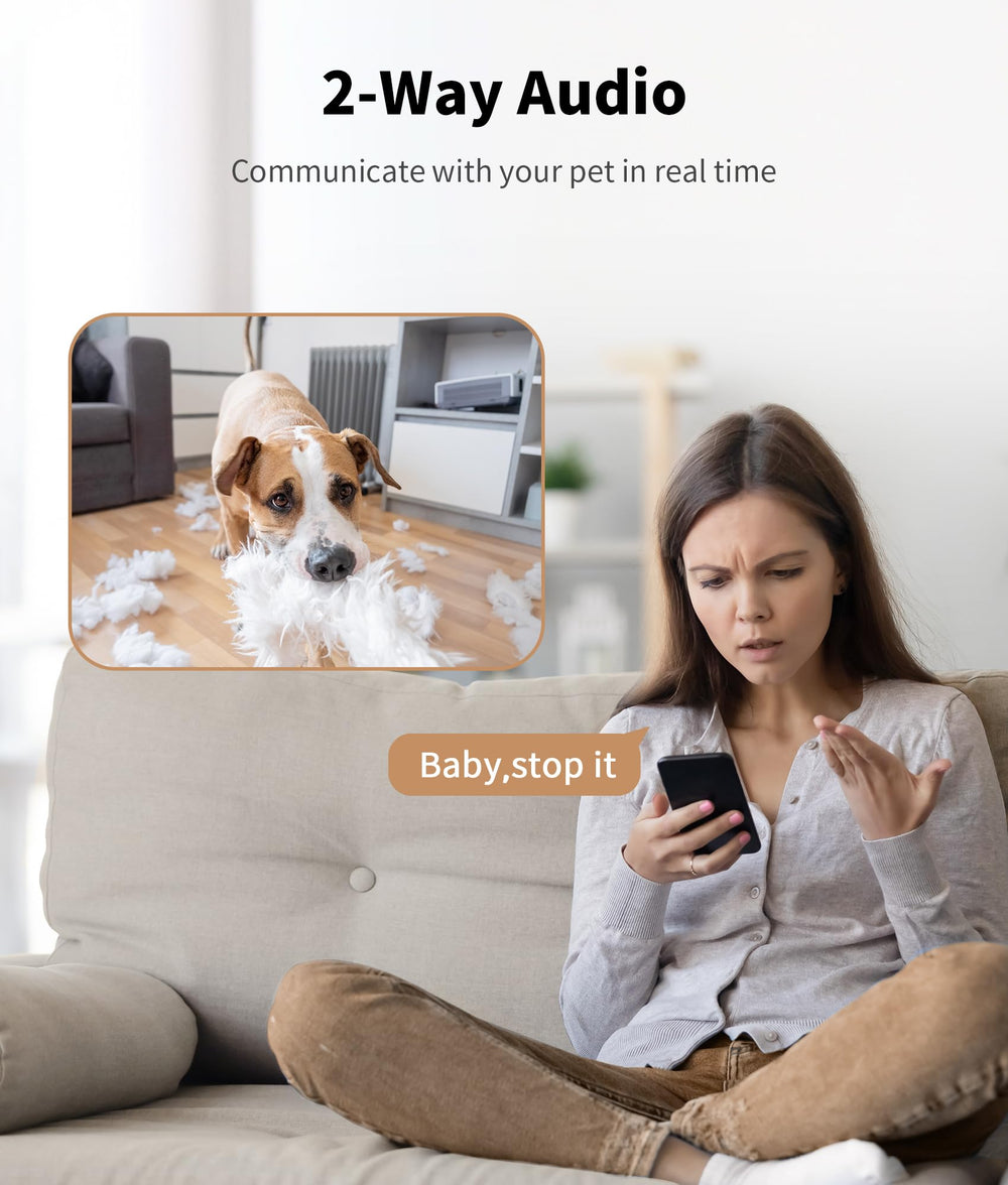 TKENPRO two-way talk helps soothe pets with live voice communication