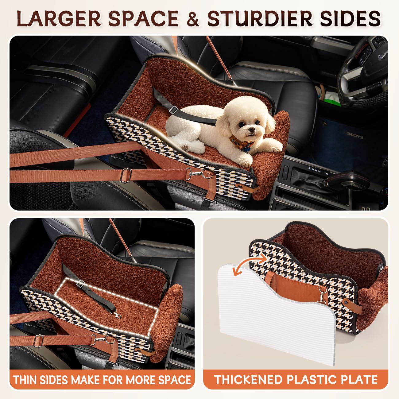 TKYZ center-console dog car seat ideal for car journeys with pets.