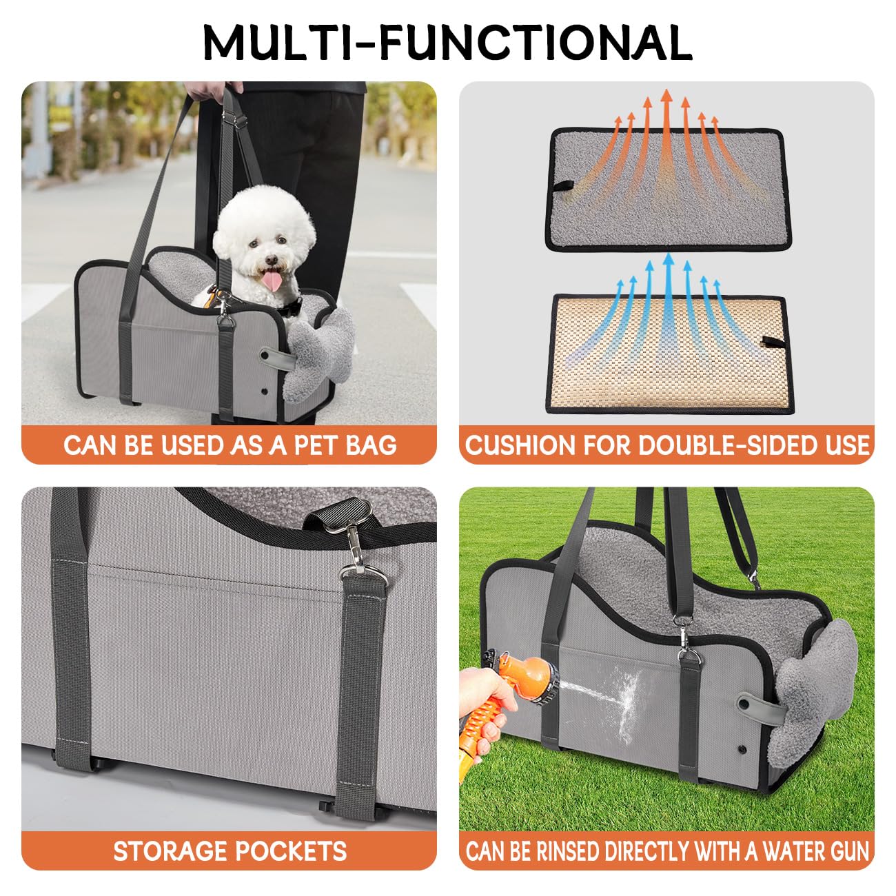 TKYZ center console dog car seat gray stable installation stays in place