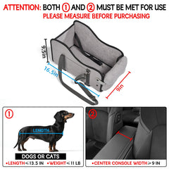 TKYZ center console dog car seat gray sturdy structure supports steady rides